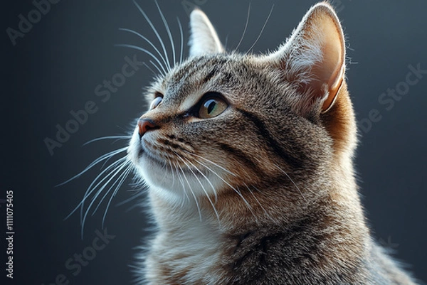 Obraz Tabby Cat Gazing Upwards With Curiosity