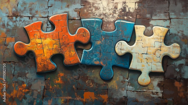 Obraz  puzzle piece on a black background