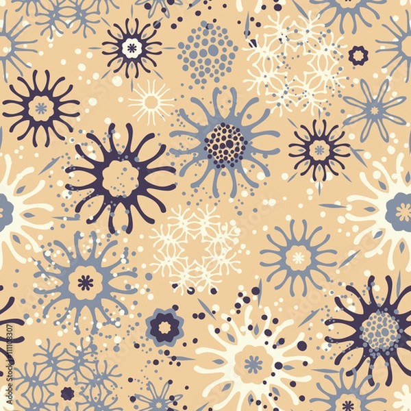 Fototapeta Seamless pattern with doodle ornament