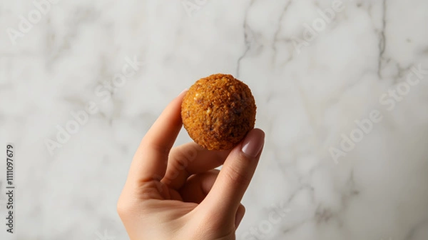 Obraz Sweet Gesture: Hand Holding a Circle of Chocolate