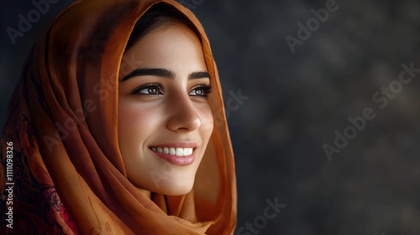 Obraz A Beautiful Smile of a Girl Wearing a Hijab