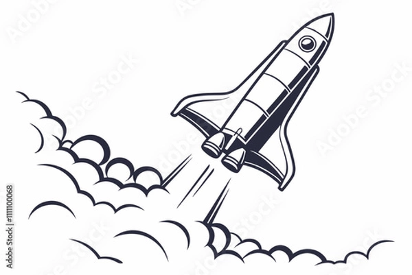 Obraz Rocket silhouette vector illustration