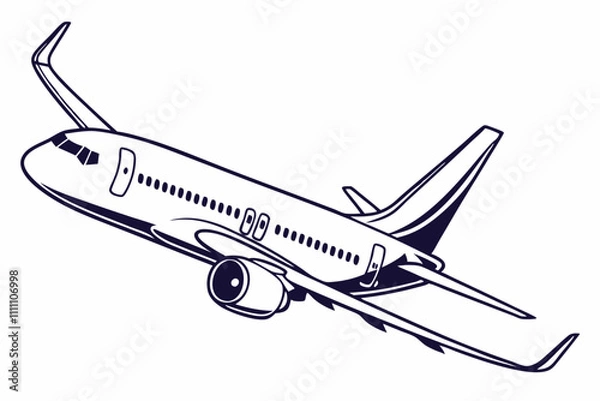 Obraz Airplane silhouette vector illustration on white background
