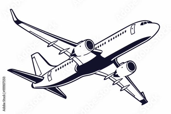 Obraz Airplane silhouette vector illustration on white background