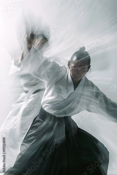 Fototapeta Captivating Display of Ueshiba Aikido Techniques in Martial Arts Practice Session