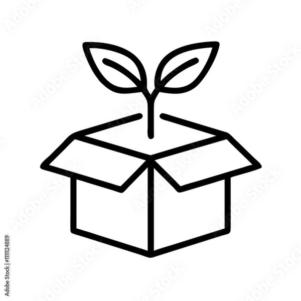 Obraz Biodegradable packaging icon with leaves