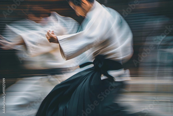 Fototapeta Captivating Display of Ueshiba Aikido Techniques in Martial Arts Practice Session