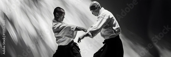 Fototapeta Captivating Display of Ueshiba Aikido Techniques in Martial Arts Practice Session
