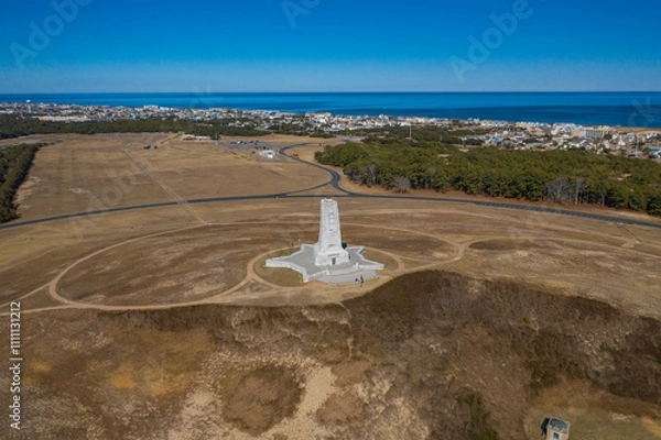 Fototapeta Wright Brothers National Memorial from the air, Kitty Hawk, Kill Devils, NC