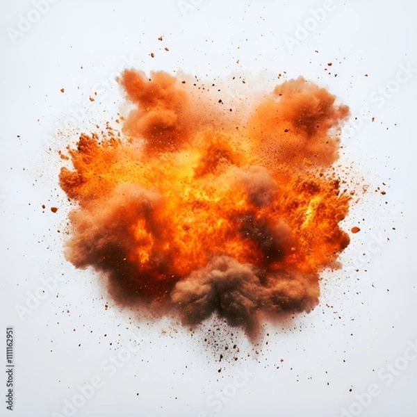 Fototapeta Fire Explosion Isolated on White Background