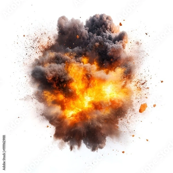 Obraz Fire Explosion Isolated on White Background