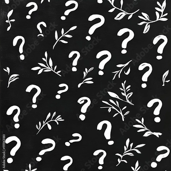 Obraz Chalk Question Marks on Blackboard