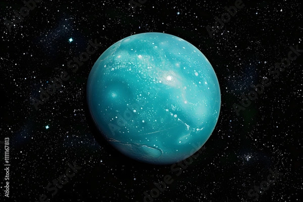 Fototapeta The Mesmerizing Beauty and Intriguing Mysteries: A Close View of the Planet Uranus and It's Moons in Deep Space