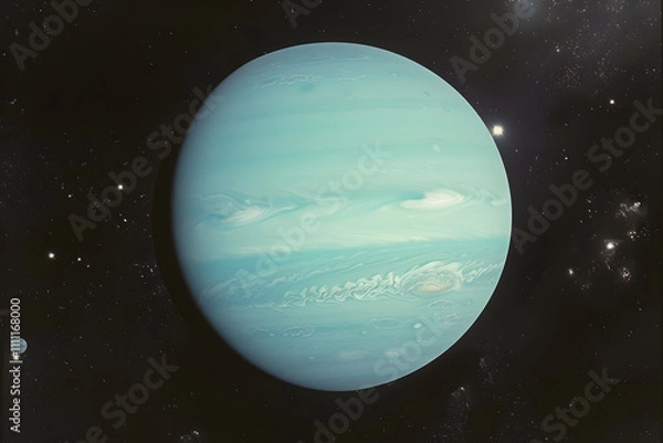 Fototapeta The Mesmerizing Beauty and Intriguing Mysteries: A Close View of the Planet Uranus and It's Moons in Deep Space