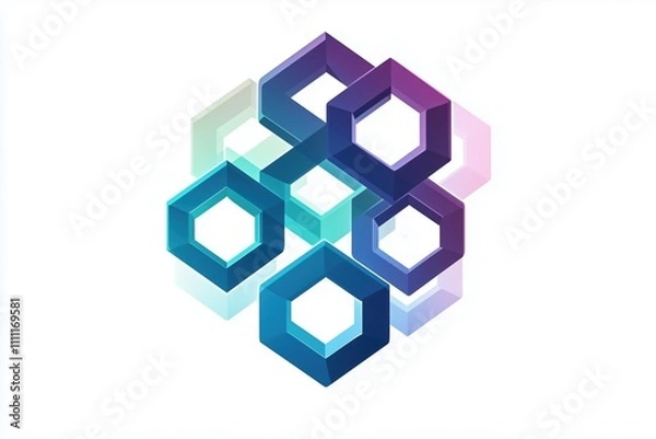 Fototapeta Hexagonal pattern tattoo with vivid shading and gradient transitions