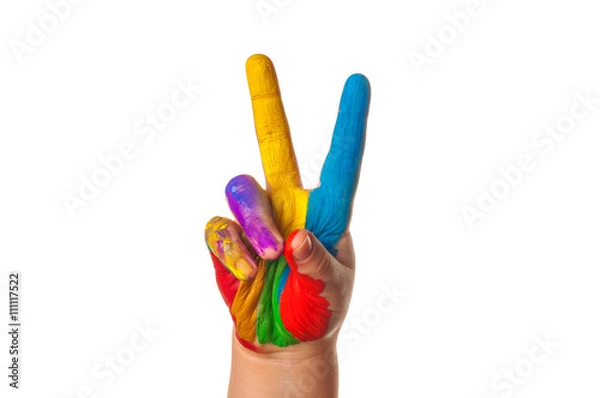 Fototapeta Hand of little child painted