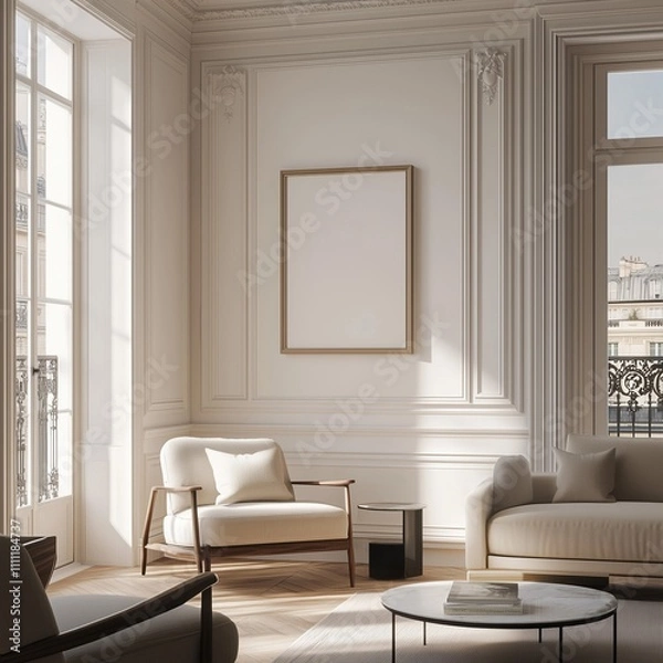 Obraz Mockup in a Modern and Minimalist Classic Interior

