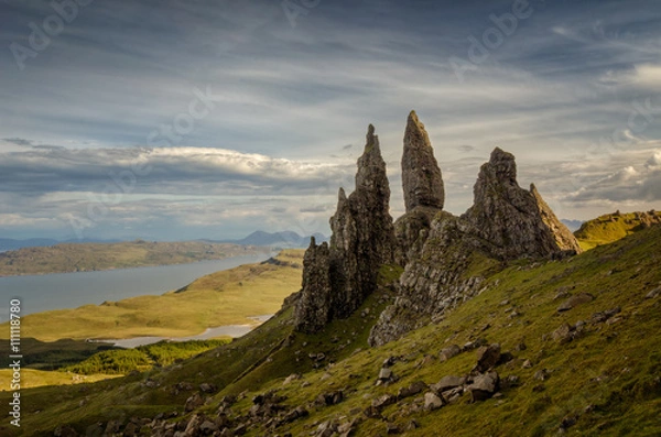 Obraz Old Man of Storr rocks with cloudy sky, Isle of Skye, Scotland