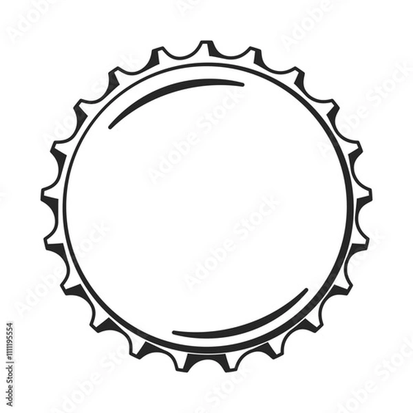 Fototapeta Top view of a blank bottle top or bottle cap line art vector illustration