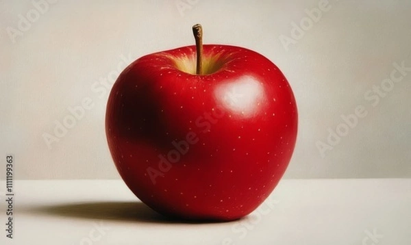 Fototapeta A shiny red apple with a perfect shape, set against a neutral background.