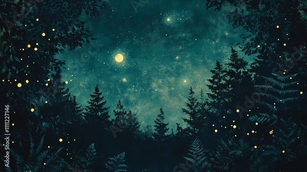 Obraz Mystical Forest Illustration Blending Pyrography and Digital Art Techniques”