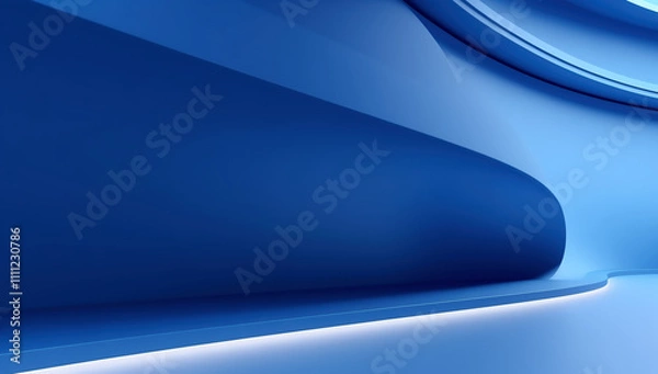 Fototapeta Abstract Blue Wave Design with Smooth Curves - Minimalistic and Modern Background Concept