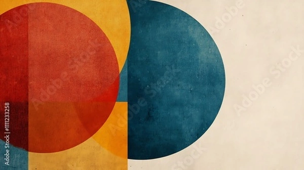 Fototapeta Abstract composition featuring colorful geometric shapes on a textured background.