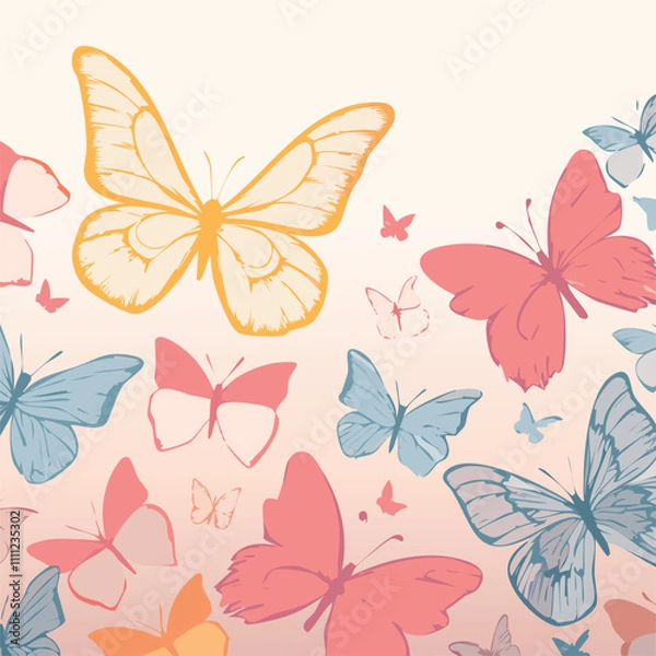 Fototapeta Hand drawn butterfly outline pack5.eps, Hand drawn butterfly outline pack