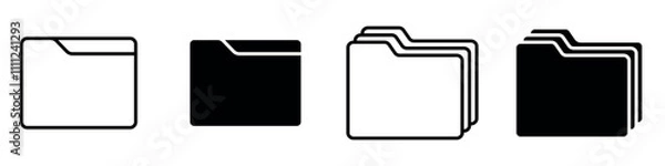 Obraz folder icon set vector. Folder icon set. Vector illustration. open folder icon, file document archive icon sign - data storage folder file document icon button.