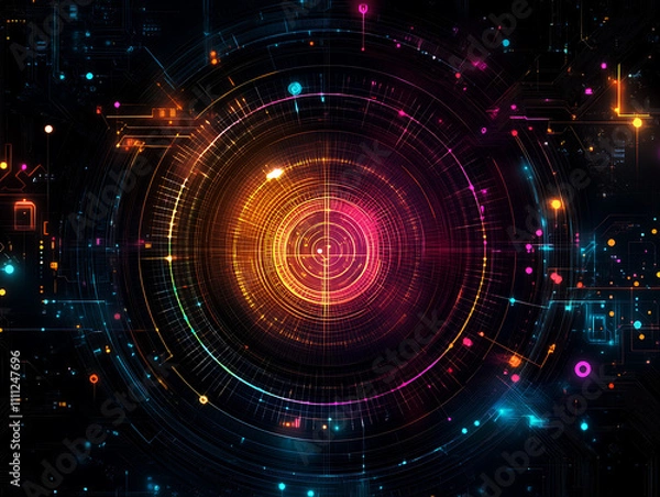 Fototapeta Abstract statistical big data concept complexity graphs and analytical diagrams in technology background bright neon dark
