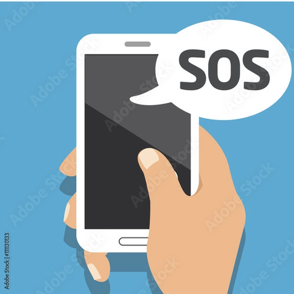 Obraz Vector flat icon hand mobile sos