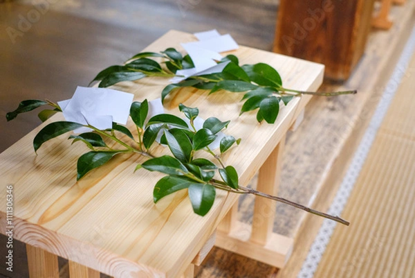 Fototapeta 祭壇の玉串