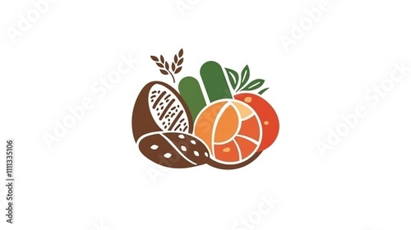 Obraz Modern and clean food logo design featuring vibrant colors, simple yet elegant elements, and a clear, bold representation of fresh ingredients, perfect for food businesses, restaurants,