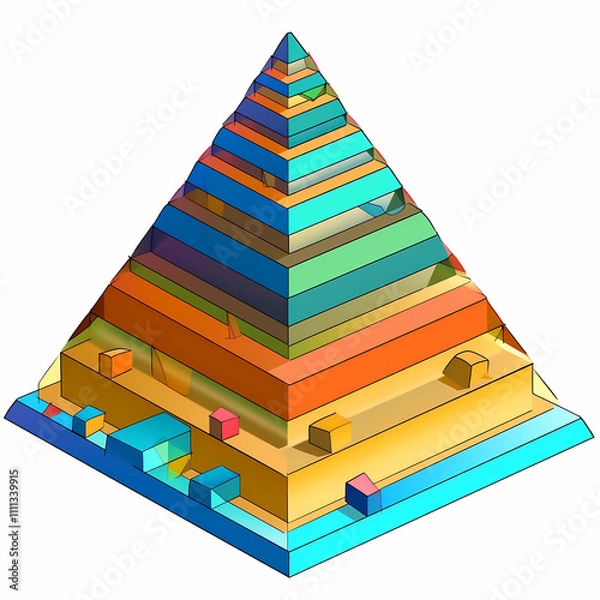 Fototapeta Layers of a Pyramid Under Construction - Step-by-Step Building Process
