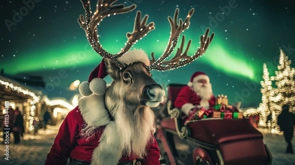 Obraz Close-Up of Reindeer with Braided Antlers