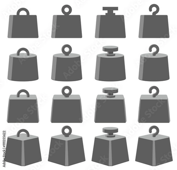 Obraz 様々な形の重り、ウェイトのベクターイラストセット