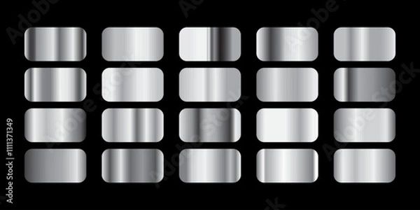 Fototapeta Silver gradient set. Metallic foil texture background. Elegant silver swatch palette collection, Realistic silver, gradient mesh,High resolution. A creative element for your design or logo and website