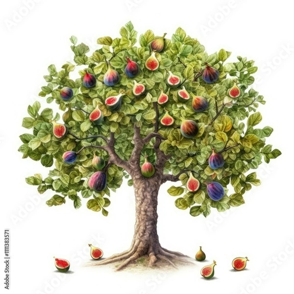 Obraz Lush fig tree laden with ripe fruit.