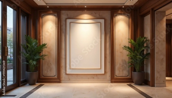 Obraz Empty frame on an elegant wall with plants in a stylish interior