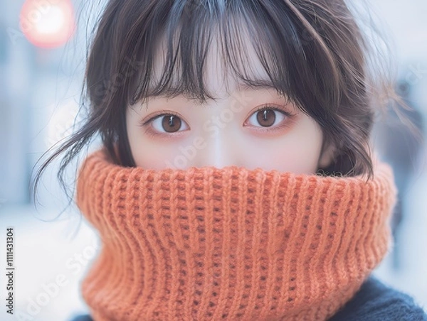 Obraz マフラーと日本人女性