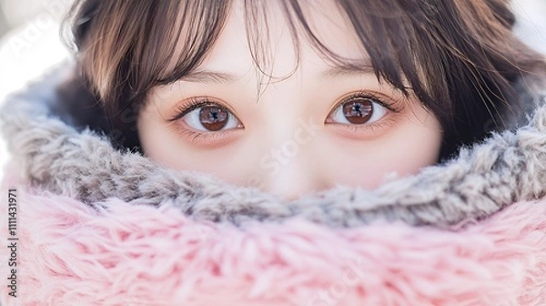 Obraz マフラーと日本人女性