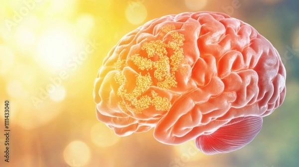 Obraz Close-up of human brain showing plaques. Understanding the complexities of neurological conditions through detailed anatomical study.
