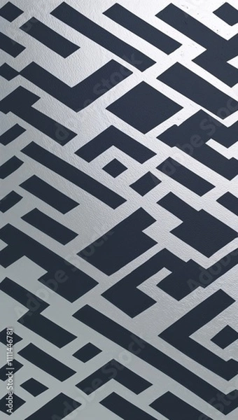 Fototapeta Gray Rhombus pattern hand drawn design on Silver background illustration