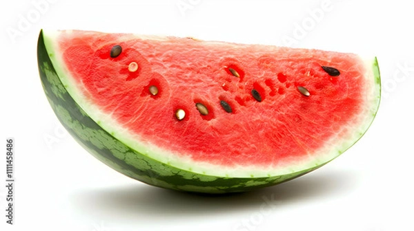 Fototapeta Juicy Watermelon Slice Isolated in White Background
