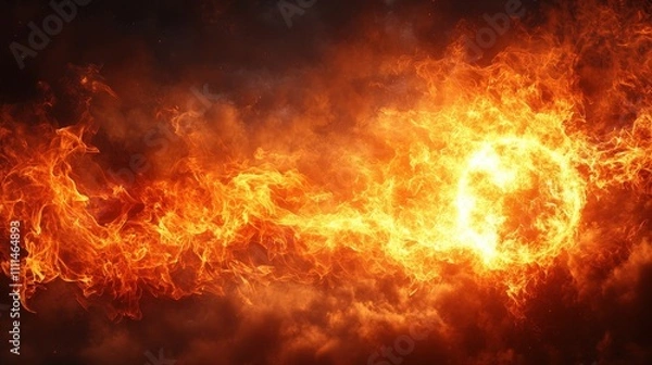 Obraz Dramatic Explosion of Flame and Fire Against a Dark Sky Creating an Eye-Catching Visual of Energy, Heat, and Ferocity Perfect for Creative Projects and Backgrounds