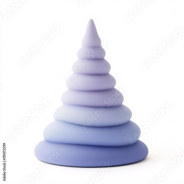 Fototapeta A soft, layered sculpture in gradient shades of purple, resembling a whimsical, stylized cone, ideal for decorative or educational purposes.