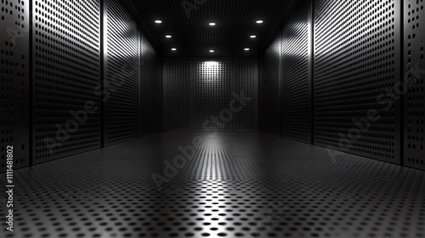 Fototapeta Polished metallic background with reflective details, symbolizing sleek design, vibrant Multilayer for an industrial setting