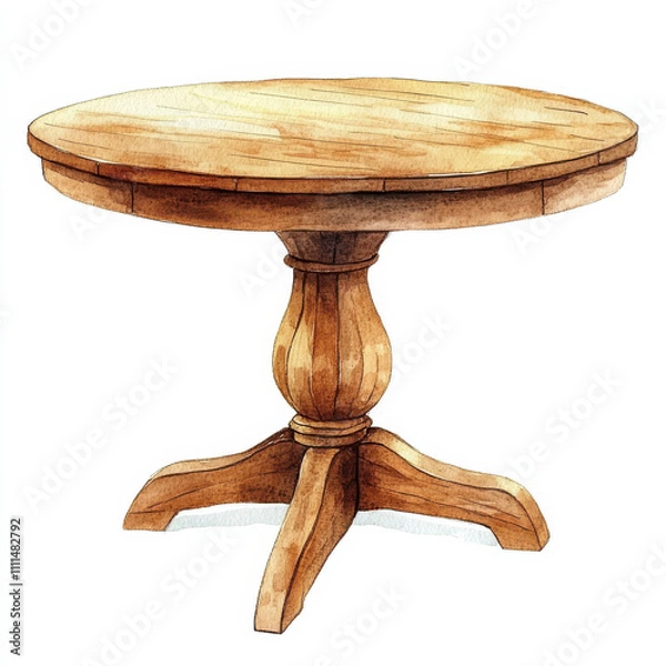 Fototapeta Wooden round table with classic design, perfect for any setting