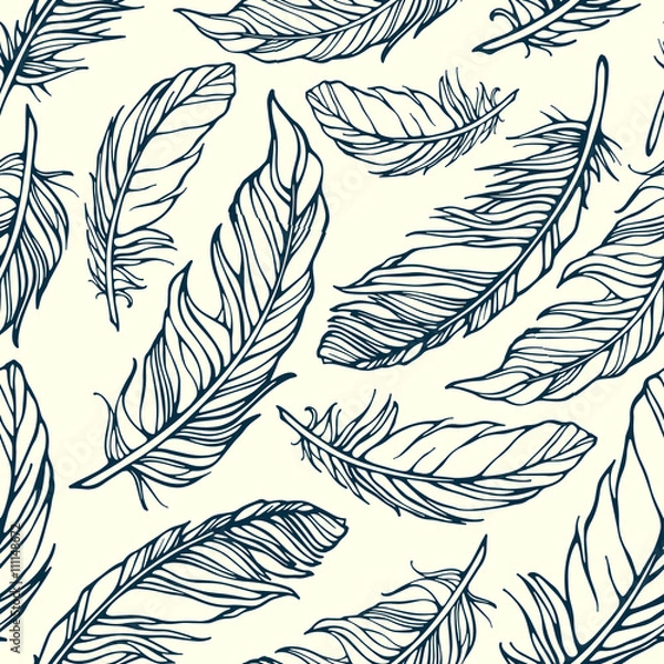 Obraz Seamless pattern with feathers