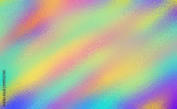 Obraz Vector rainbow hologram foil texture background. Abstract gradient bright and shiny light reflection rough texture surface. Vector for background, backdrop, web, wallpaper, print and design artwork.